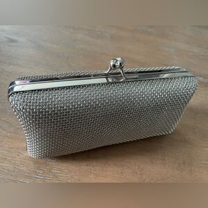 Elegant Silver Mesh Clutch